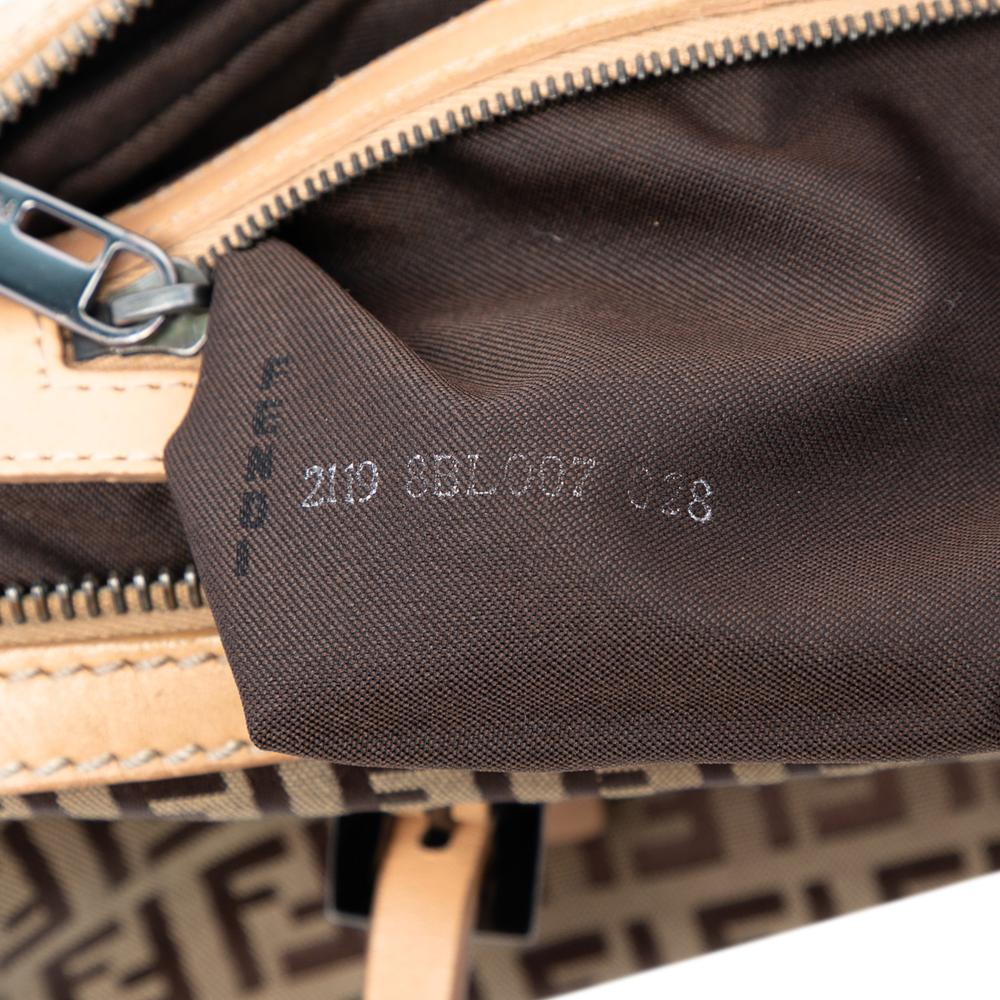 Fendi B Fendi Brown Light Brown Canvas Fabric Zucchino Handbag Italy