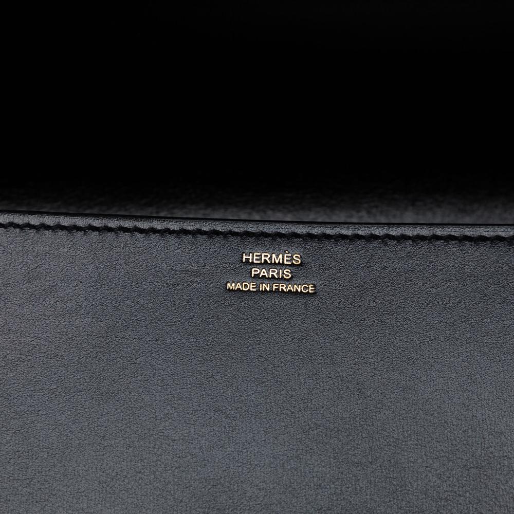 Hermès AB Hermès Black Calf Leather Tadelakt Medor Clutch 23 France