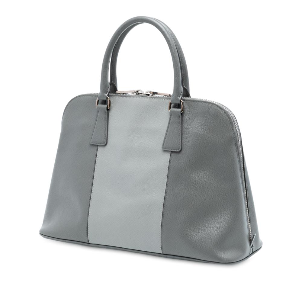 Prada AB Prada Gray Saffiano Leather Medium Bicolor Lux Promenade Satchel Italy