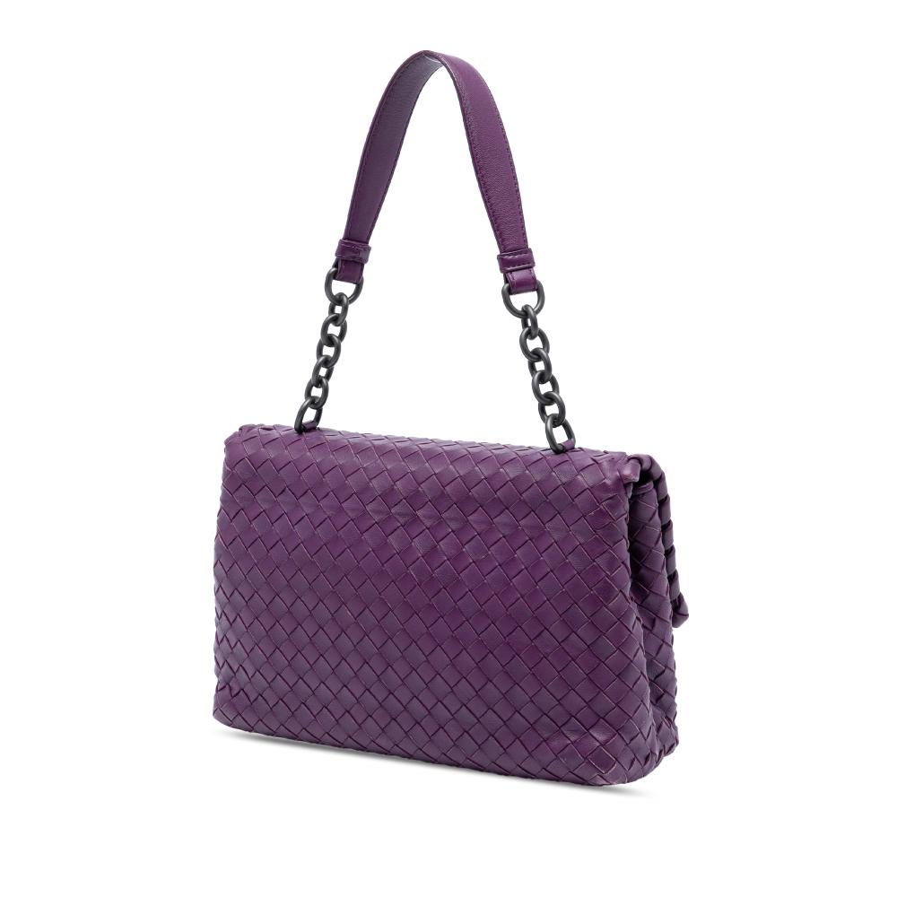 Bottega Veneta Purple Small Nappa Intrecciato Olimpia Shoulder Bag Italy