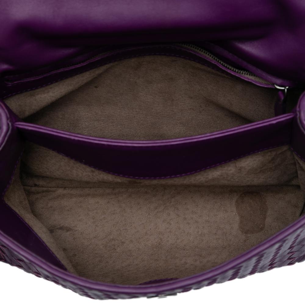 Bottega Veneta Purple Small Nappa Intrecciato Olimpia Shoulder Bag Italy