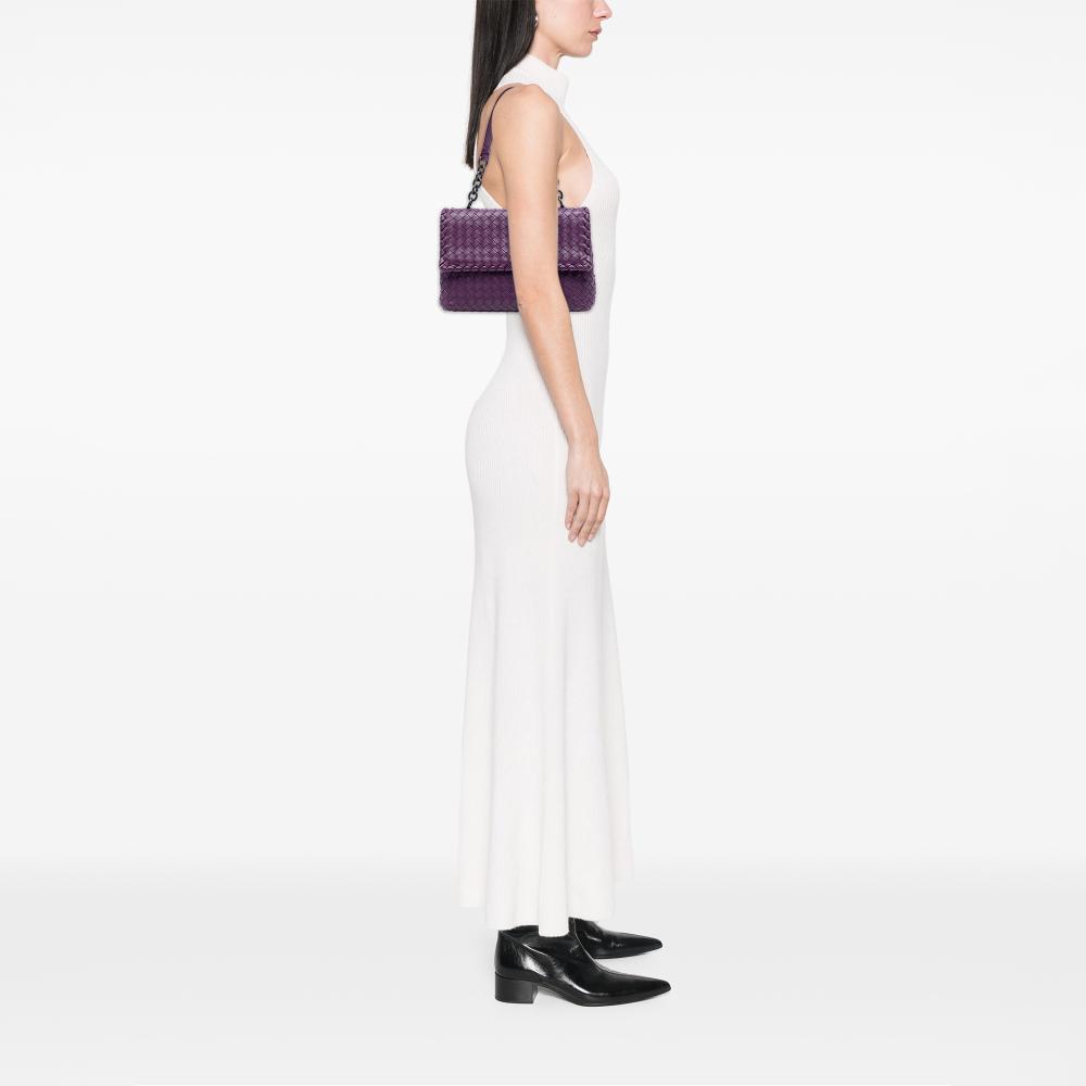 Bottega Veneta Purple Small Nappa Intrecciato Olimpia Shoulder Bag Italy