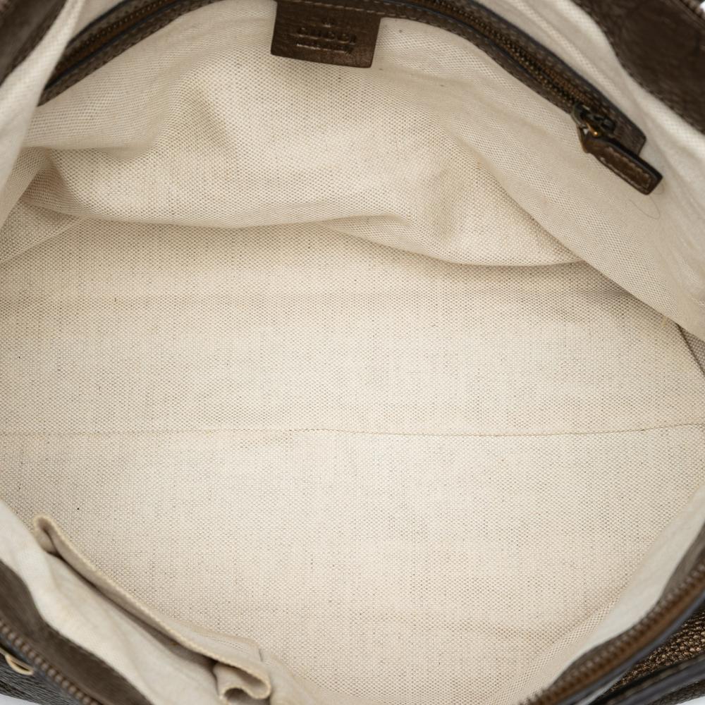 Gucci AB Gucci Brown Bronze Calf Leather Medium Ride Top Handle Bag Italy