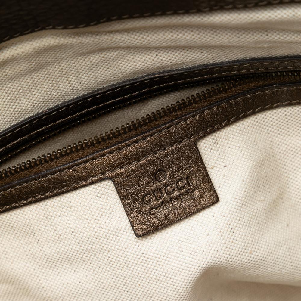 Gucci AB Gucci Brown Bronze Calf Leather Medium Ride Top Handle Bag Italy