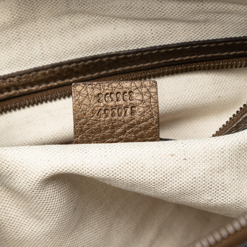 Gucci AB Gucci Brown Bronze Calf Leather Medium Ride Top Handle Bag Italy