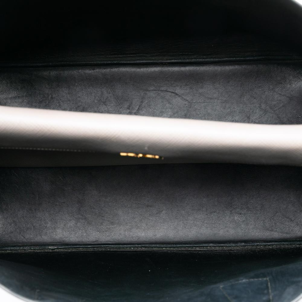 Prada B Prada Gray Saffiano Leather Large Cuir Double Satchel Italy