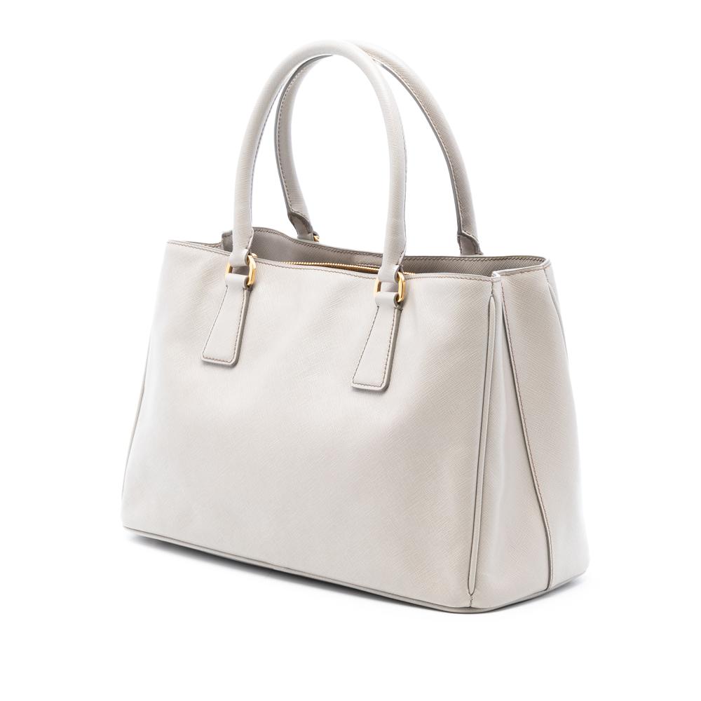Prada AB Prada Gray Light Gray Saffiano Leather Medium Lux Galleria Satchel Italy