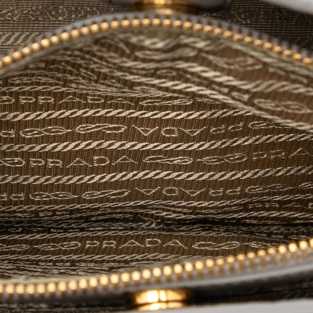 Prada AB Prada Gray Light Gray Saffiano Leather Medium Lux Galleria Satchel Italy