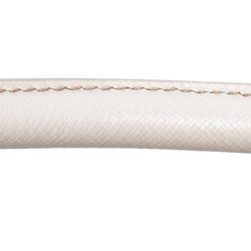 Prada AB Prada Gray Light Gray Saffiano Leather Medium Lux Galleria Satchel Italy