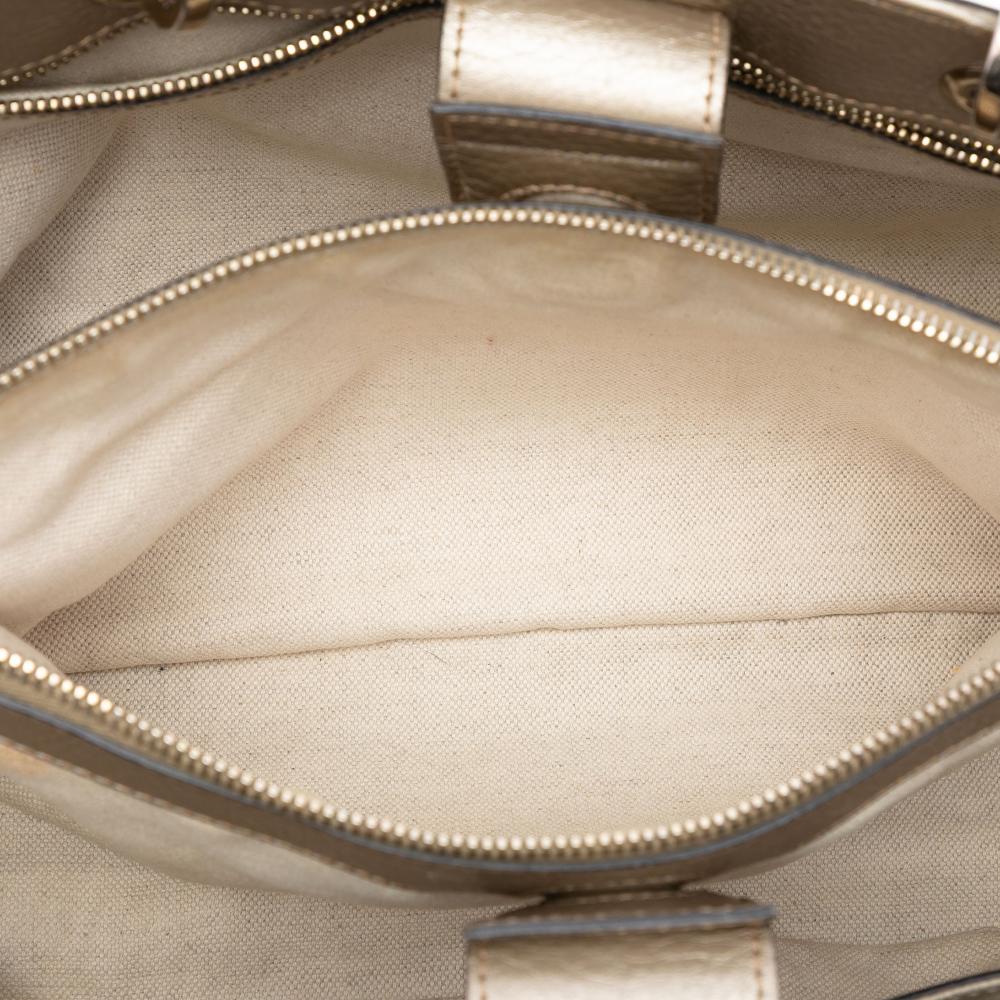 Gucci AB Gucci Gold Calf Leather Medium skin Bamboo Shopper Satchel Italy