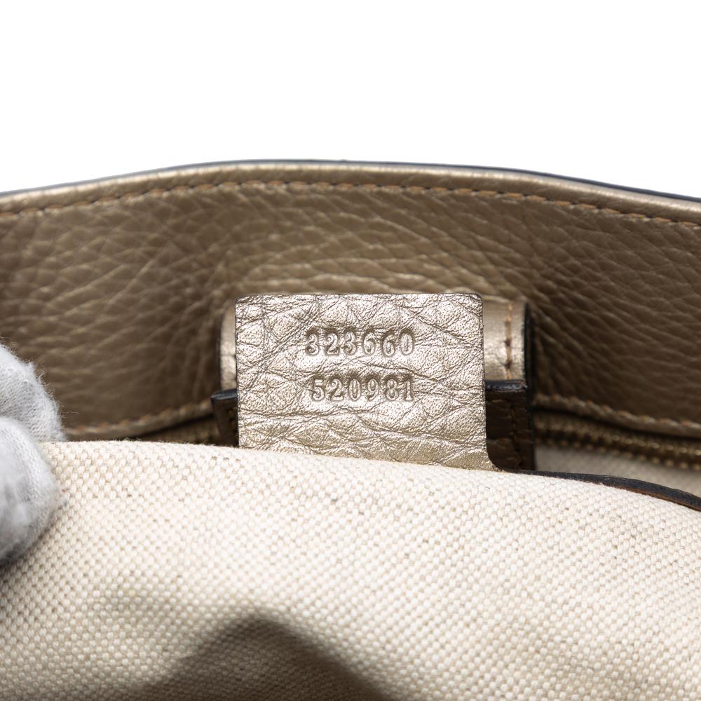 Gucci AB Gucci Gold Calf Leather Medium skin Bamboo Shopper Satchel Italy