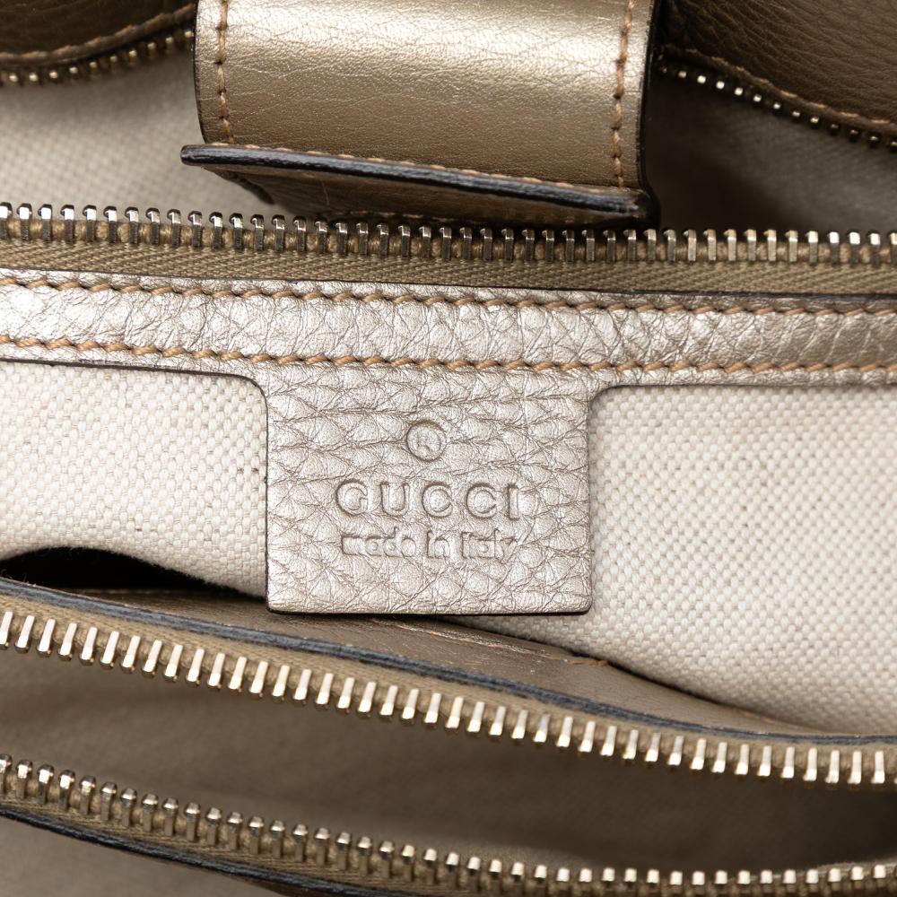 Gucci AB Gucci Gold Calf Leather Medium skin Bamboo Shopper Satchel Italy