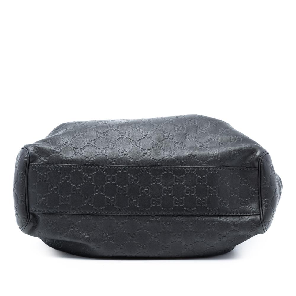 Gucci B Gucci Black Calf Leather Medium Guccissima Sukey Tote Italy