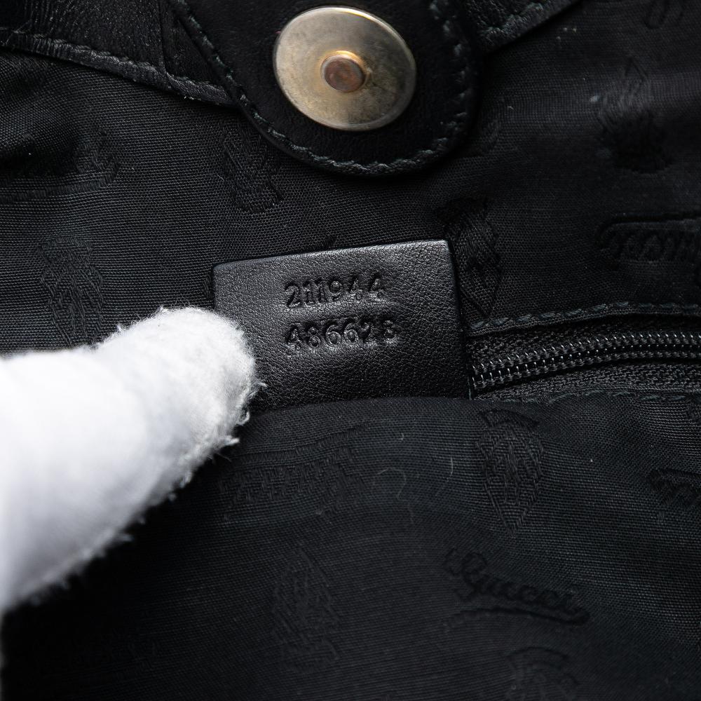 Gucci B Gucci Black Calf Leather Medium Guccissima Sukey Tote Italy