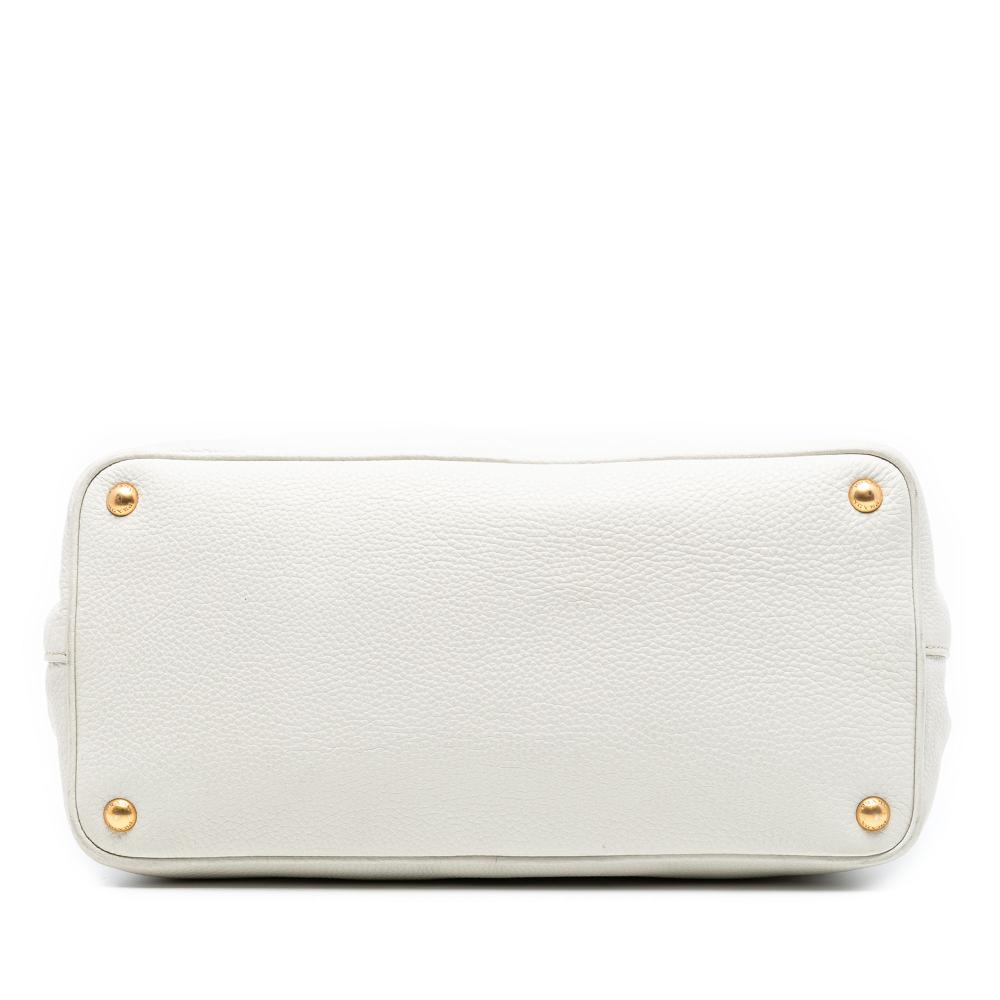 Prada B Prada White Calf Leather Vitello Daino Open Convertible Tote Italy