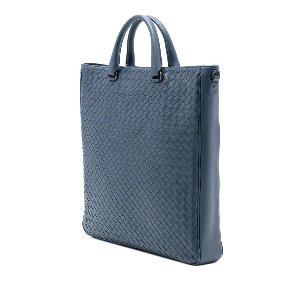 Bottega Veneta AB Bottega Veneta Blue Nappa Leather Leather Nappa Intrecciato Convertible Tote Italy