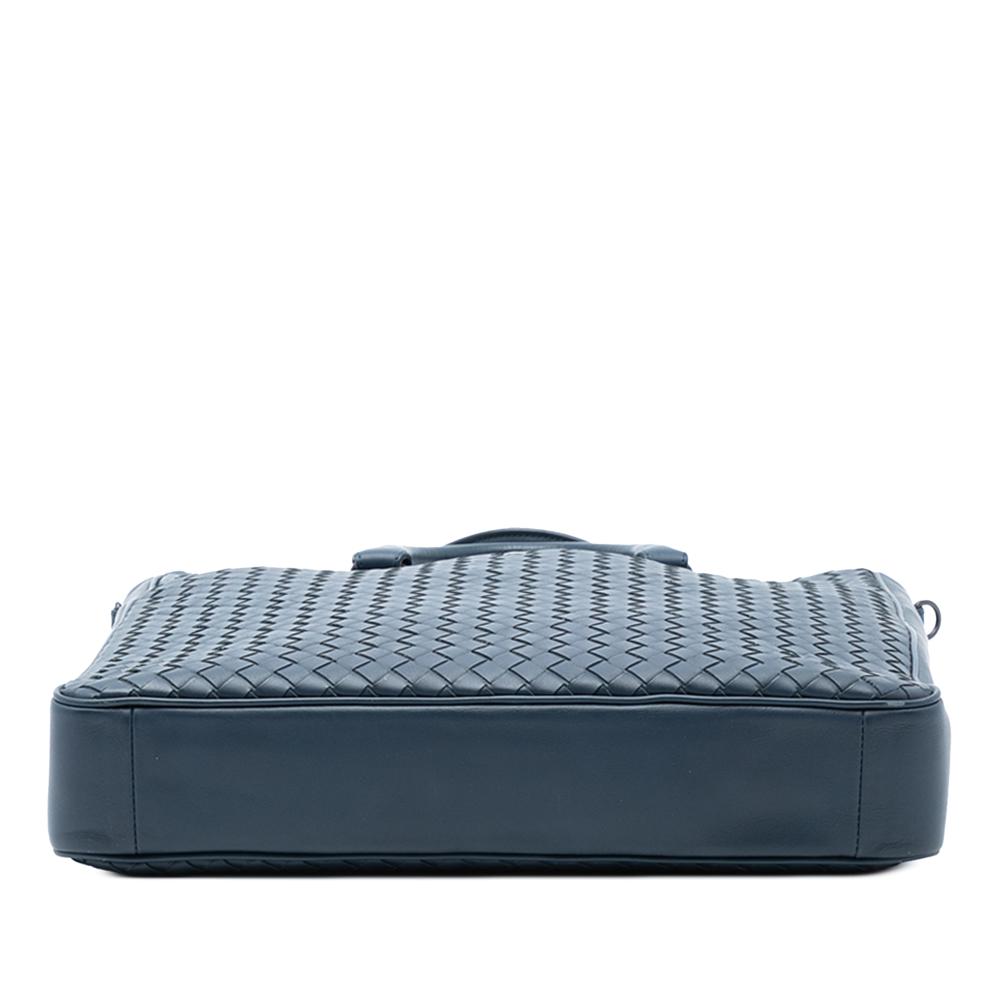 Bottega Veneta AB Bottega Veneta Blue Nappa Leather Leather Nappa Intrecciato Convertible Tote Italy