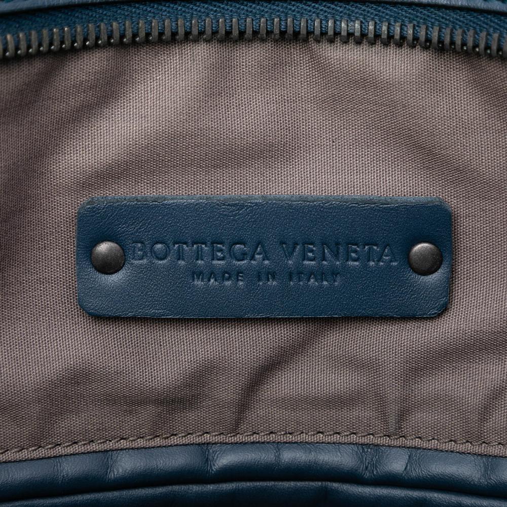 Bottega Veneta AB Bottega Veneta Blue Nappa Leather Leather Nappa Intrecciato Convertible Tote Italy