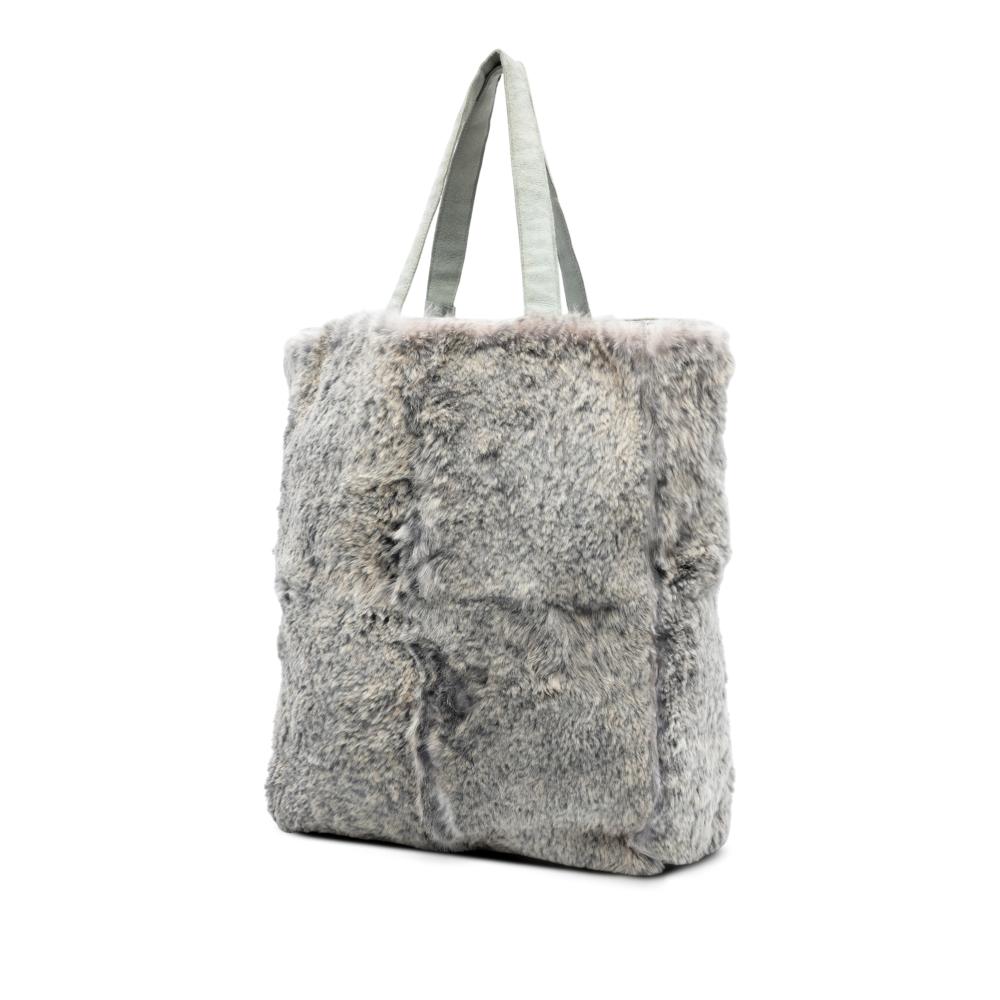Chanel AB Chanel Gray Fur Natural Material CC Lapin Tote France