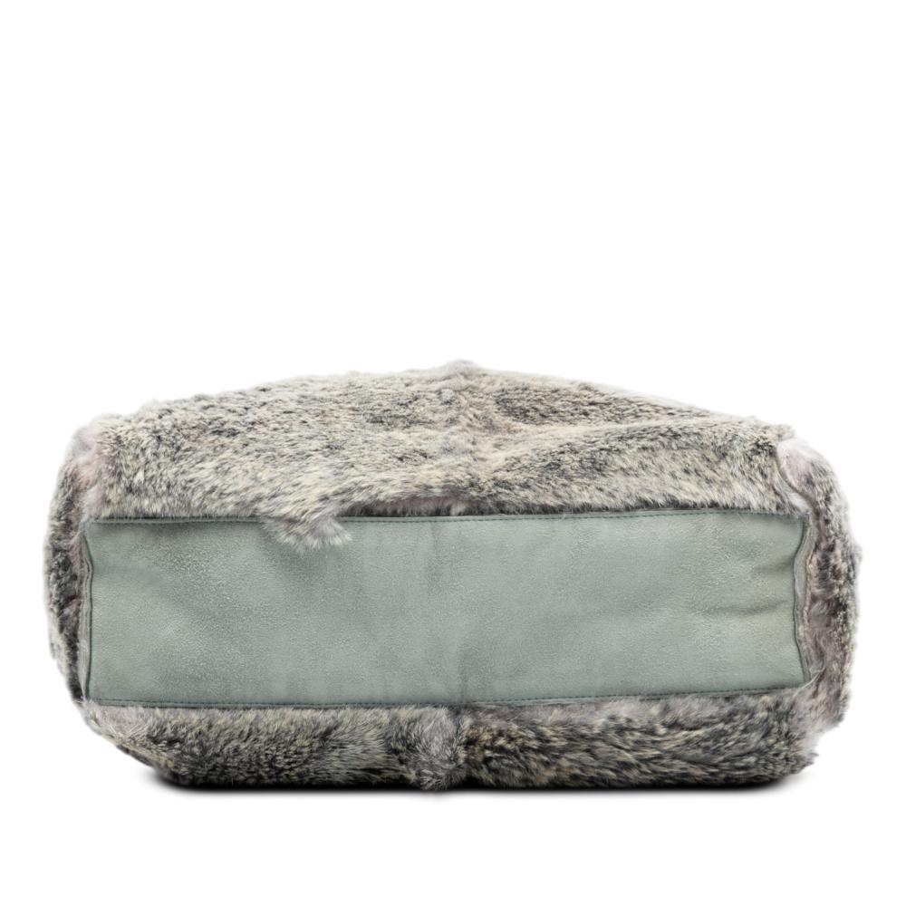 Chanel AB Chanel Gray Fur Natural Material CC Lapin Tote France