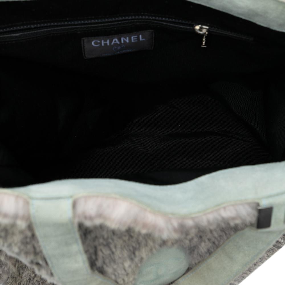Chanel AB Chanel Gray Fur Natural Material CC Lapin Tote France