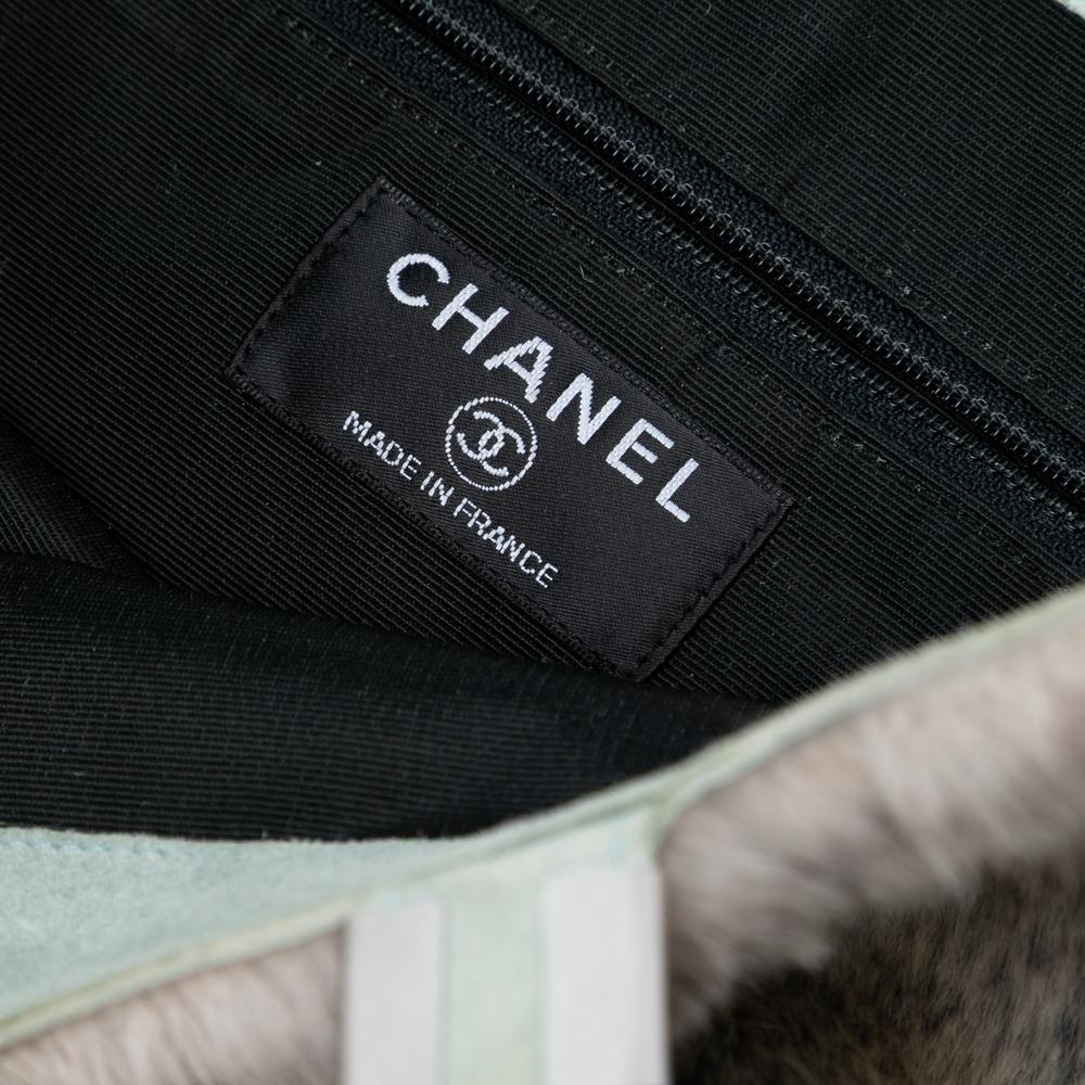 Chanel AB Chanel Gray Fur Natural Material CC Lapin Tote France