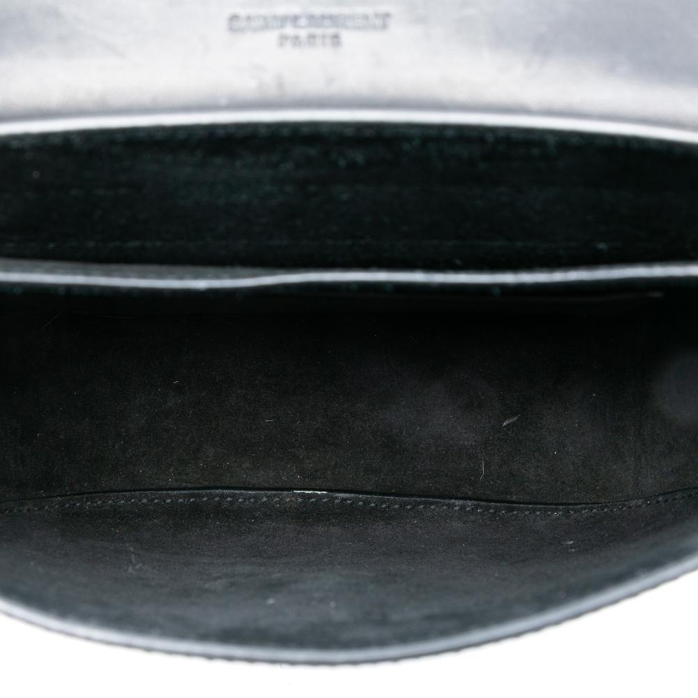 Saint Laurent B Saint Laurent Black Calf Leather Small Monogram Kaia Crossbody Italy