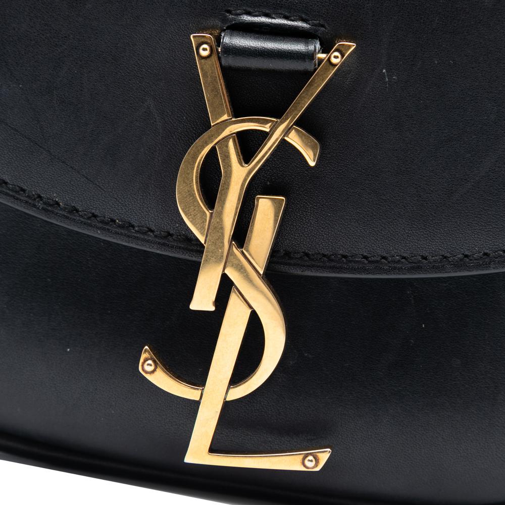 Saint Laurent B Saint Laurent Black Calf Leather Small Monogram Kaia Crossbody Italy
