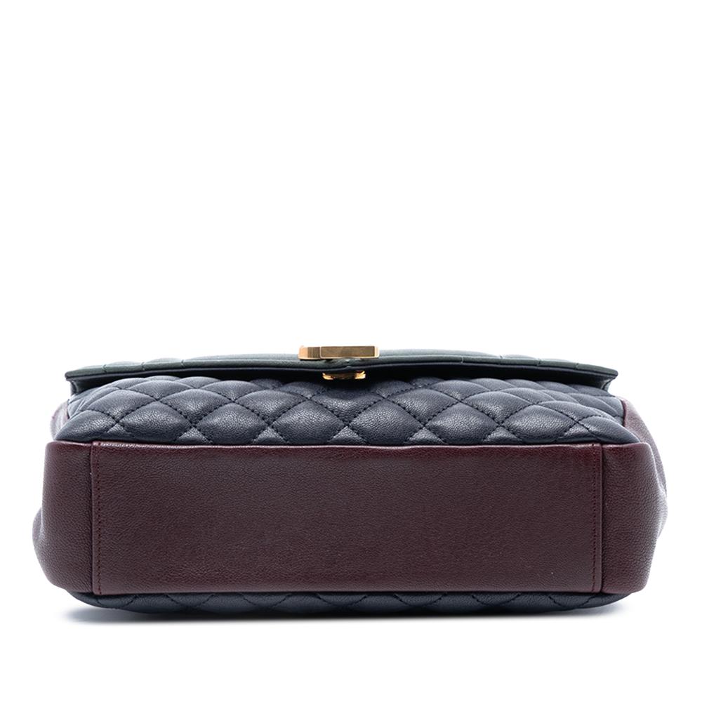 Saint Laurent Blue Medium Tricolor Sheepskin Triquilt Monogram College Bag Italy