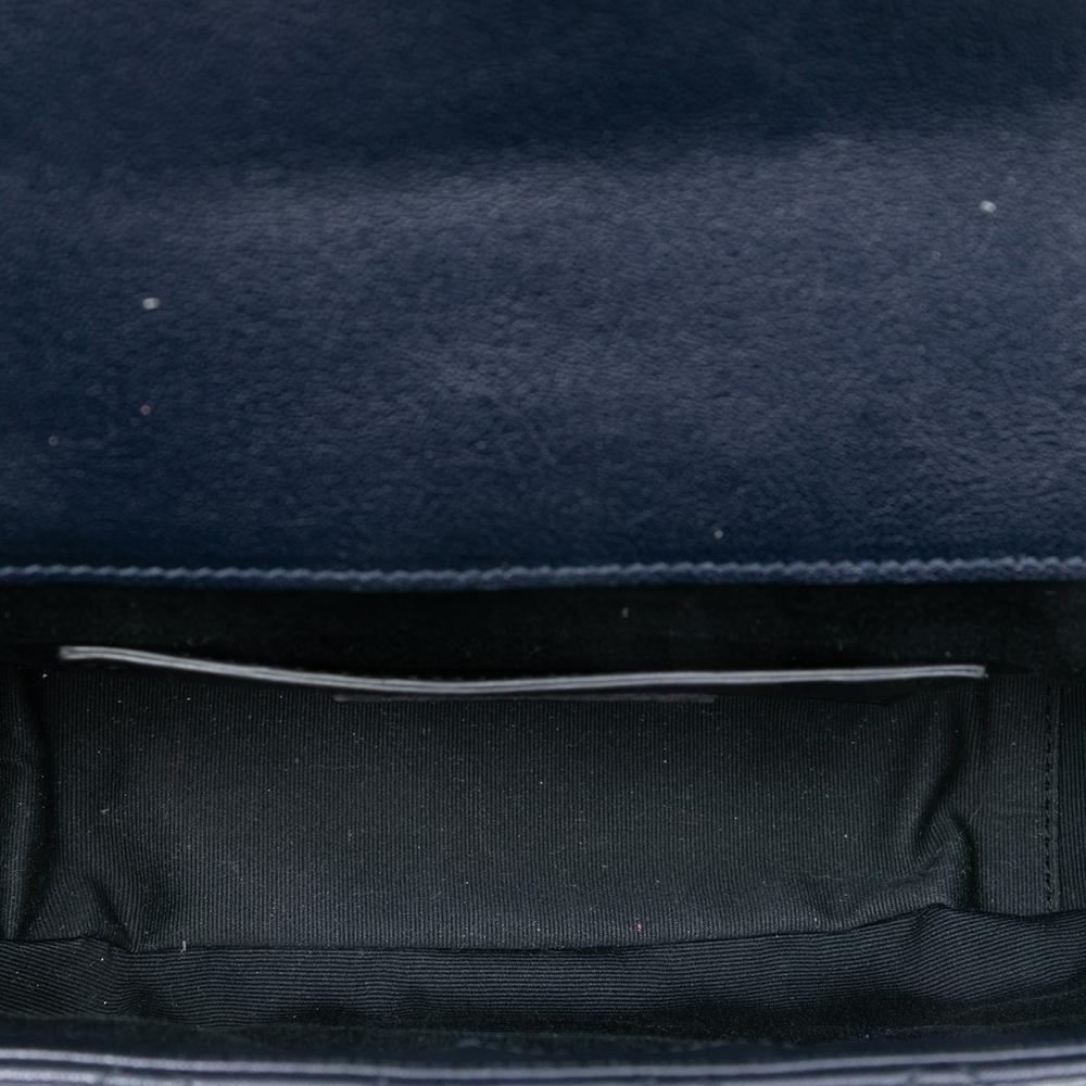 Saint Laurent Blue Medium Tricolor Sheepskin Triquilt Monogram College Bag Italy