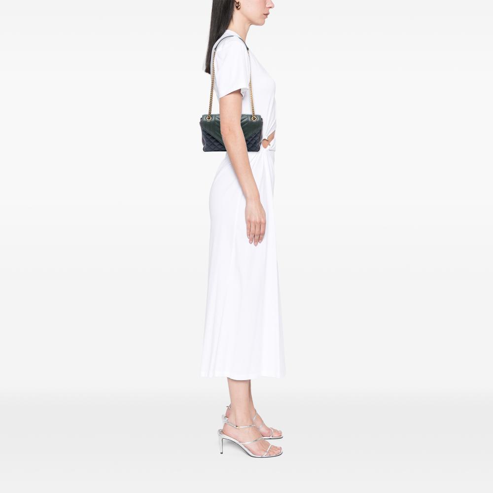 Saint Laurent Blue Medium Tricolor Sheepskin Triquilt Monogram College Bag Italy