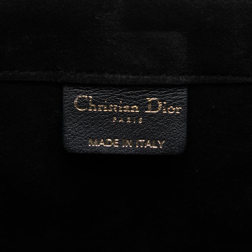 Christian Dior B Dior Black Velvet Fabric Large Studded Embroidered Heart Lights Book Tote Italy