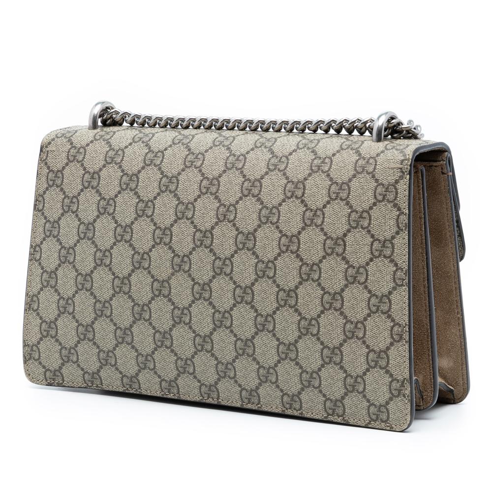 Gucci AB Gucci Brown Beige Coated Canvas Fabric Medium GG Supreme Dionysus Shoulder Bag Italy