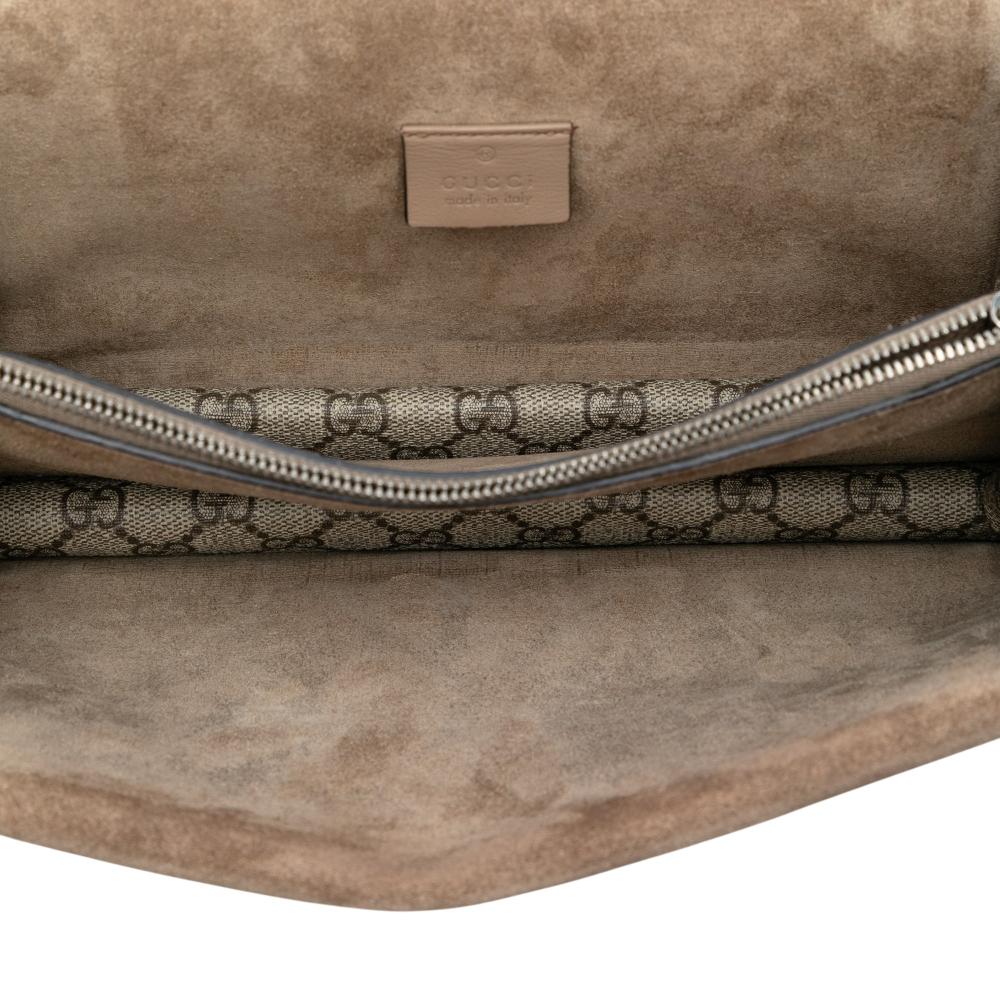 Gucci AB Gucci Brown Beige Coated Canvas Fabric Medium GG Supreme Dionysus Shoulder Bag Italy