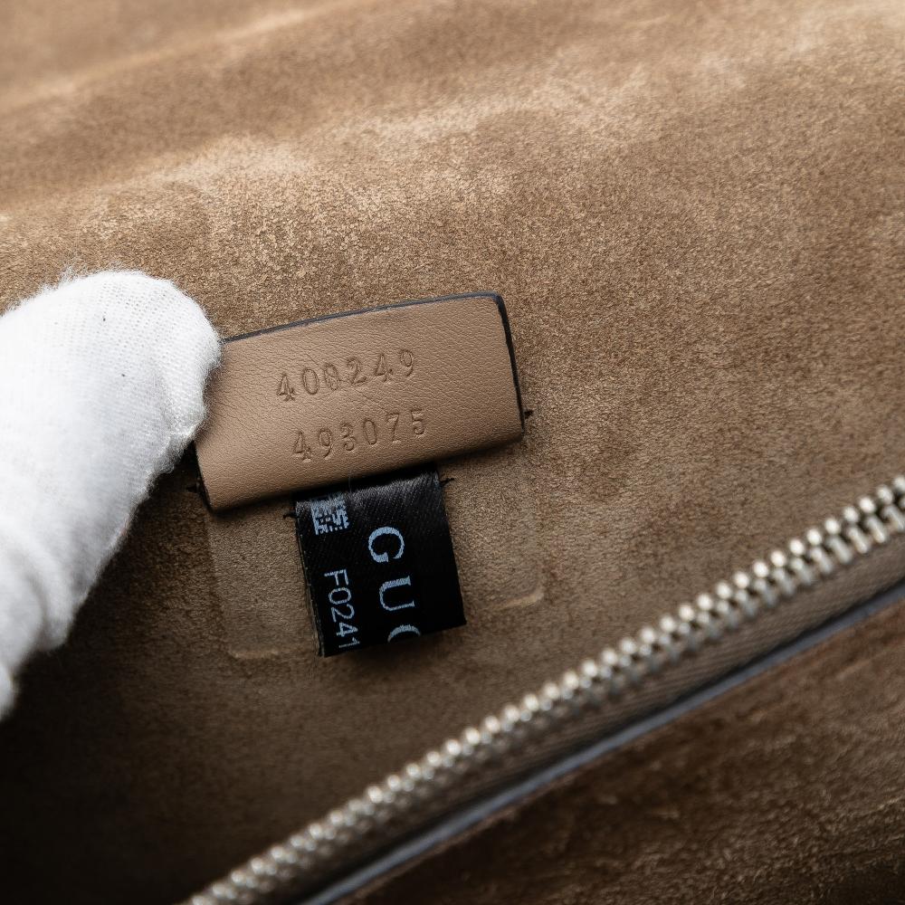 Gucci AB Gucci Brown Beige Coated Canvas Fabric Medium GG Supreme Dionysus Shoulder Bag Italy