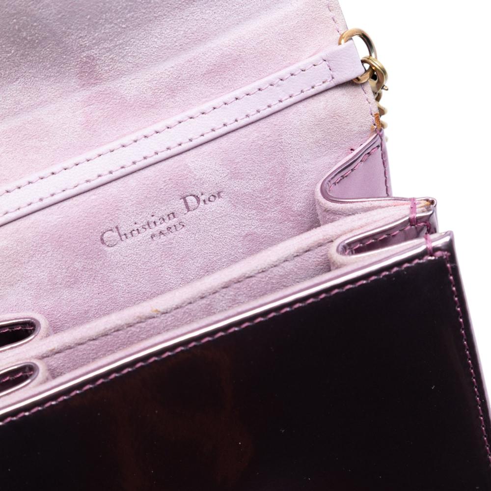 Christian Dior AB Dior Pink Rose Gold Calf Leather Metallic Studded skin Vertical Diorama Italy