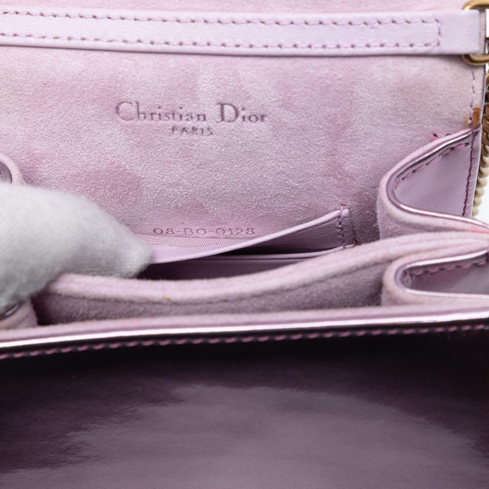 Christian Dior AB Dior Pink Rose Gold Calf Leather Metallic Studded skin Vertical Diorama Italy