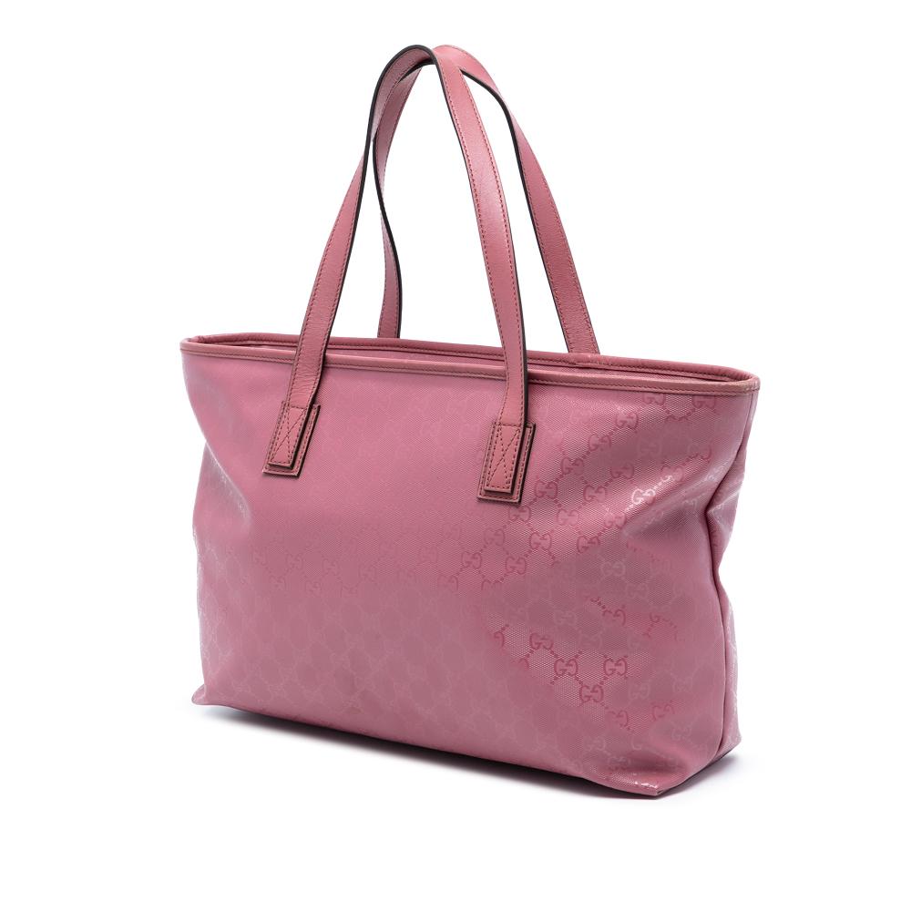 Gucci B Gucci Pink Coated Canvas Fabric Medium GG Imprime Tote Italy