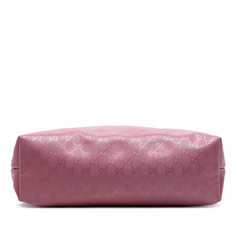 Gucci B Gucci Pink Coated Canvas Fabric Medium GG Imprime Tote Italy