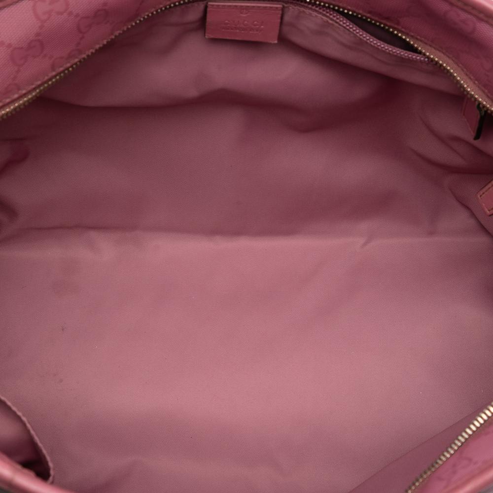 Gucci B Gucci Pink Coated Canvas Fabric Medium GG Imprime Tote Italy