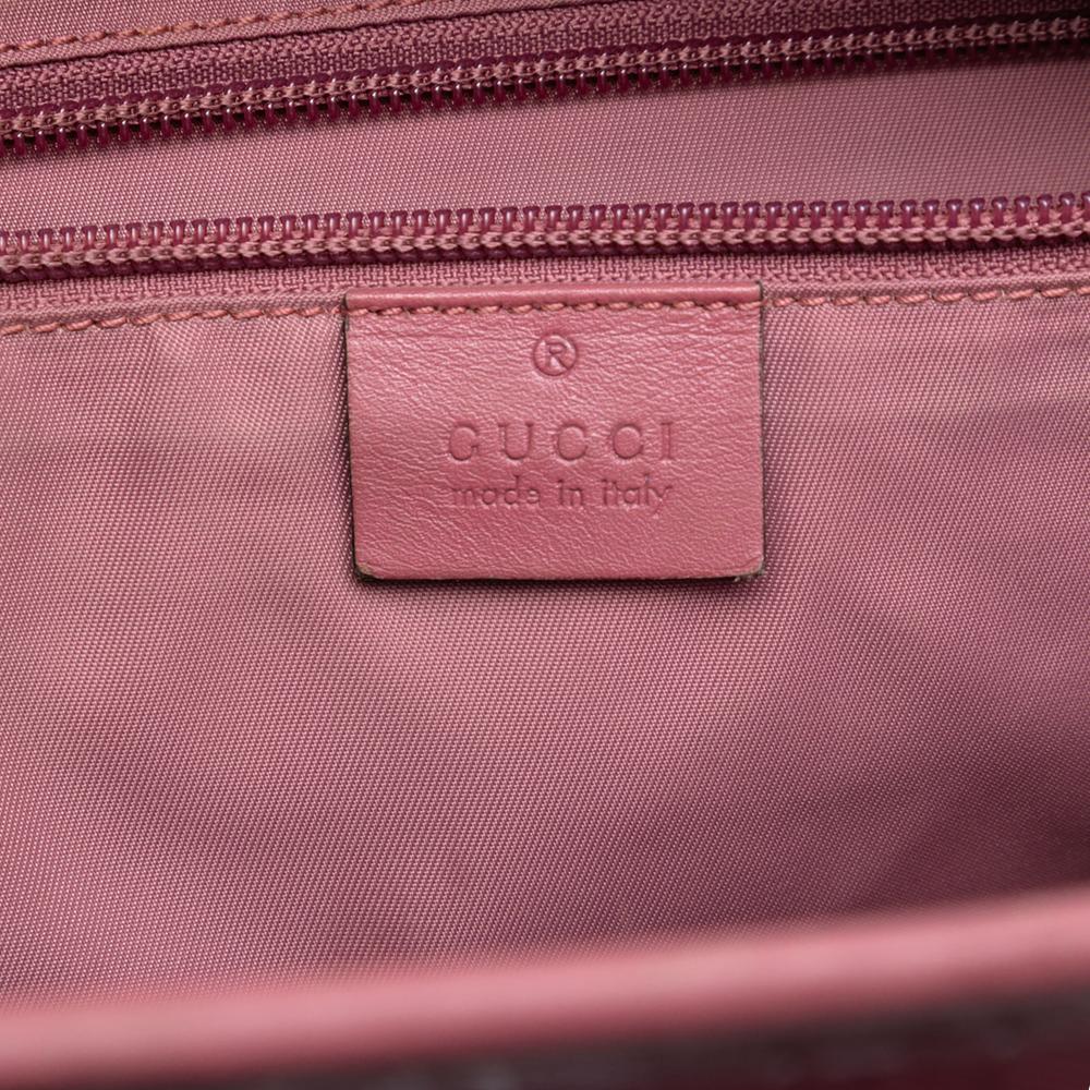 Gucci B Gucci Pink Coated Canvas Fabric Medium GG Imprime Tote Italy