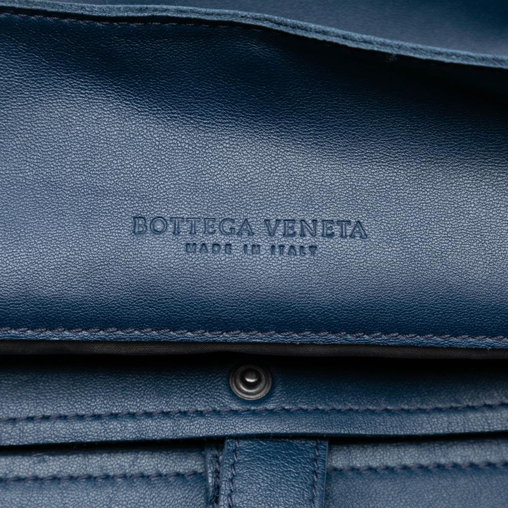 Bottega Veneta B Bottega Veneta Blue Navy Nappa Leather Leather Nappa Intrecciato Flap Crossbody Italy