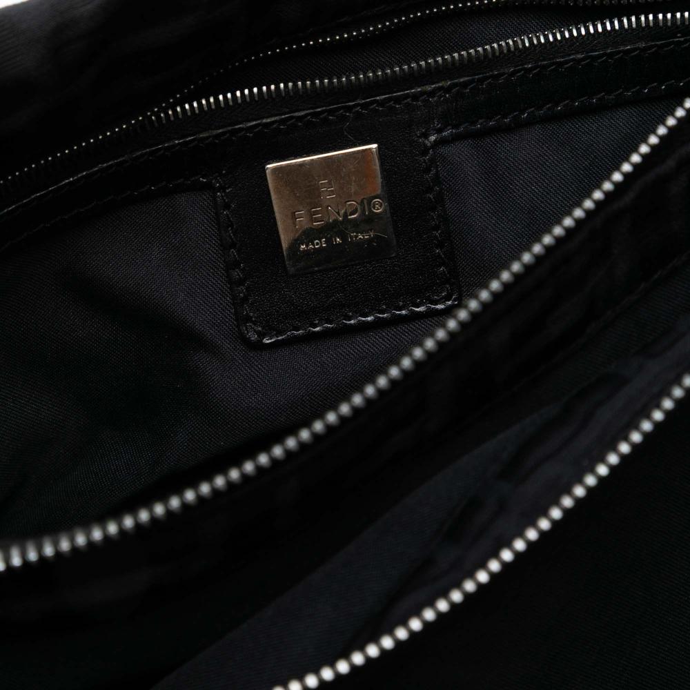 Fendi B Fendi Black Canvas Fabric Zucca Shoulder Bag Italy