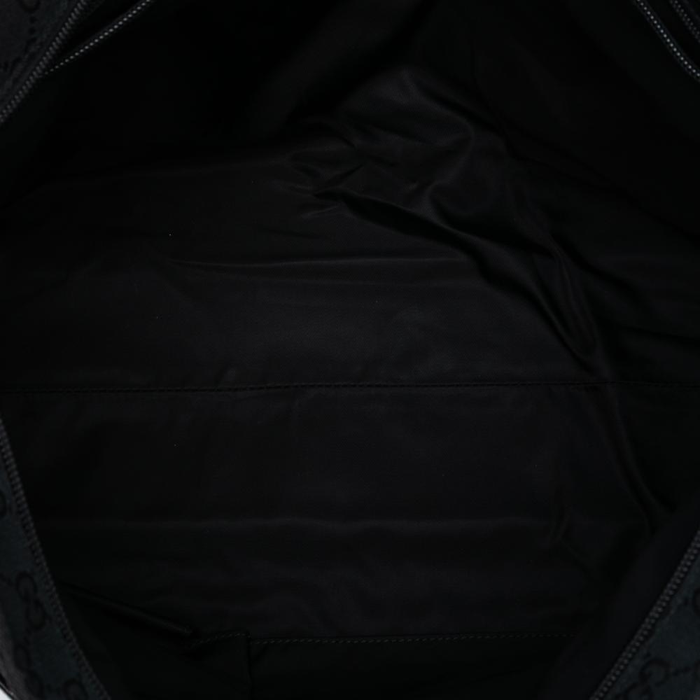 Gucci AB Gucci Black Canvas Fabric GG Web Tote Italy