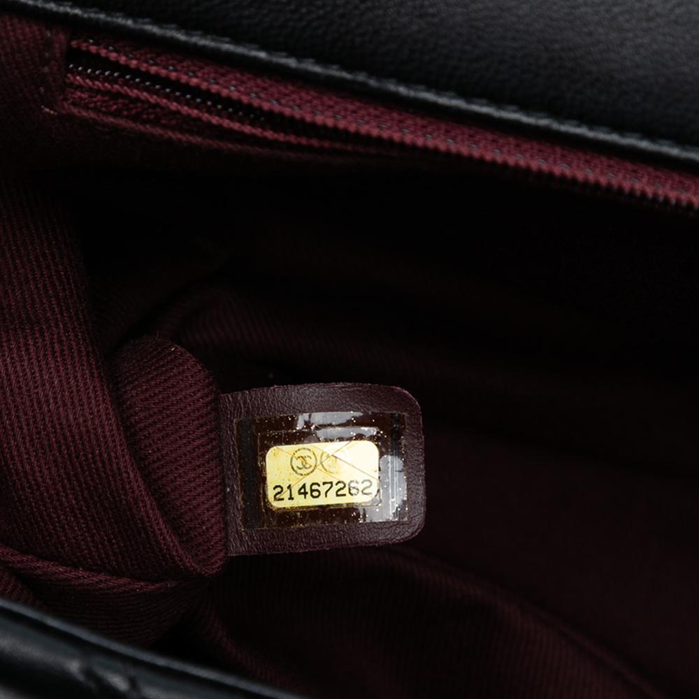 Chanel Black Lambskin Leather Leather Jumbo Classic Chevron Lambskin Double Stitch Single Flap Italy