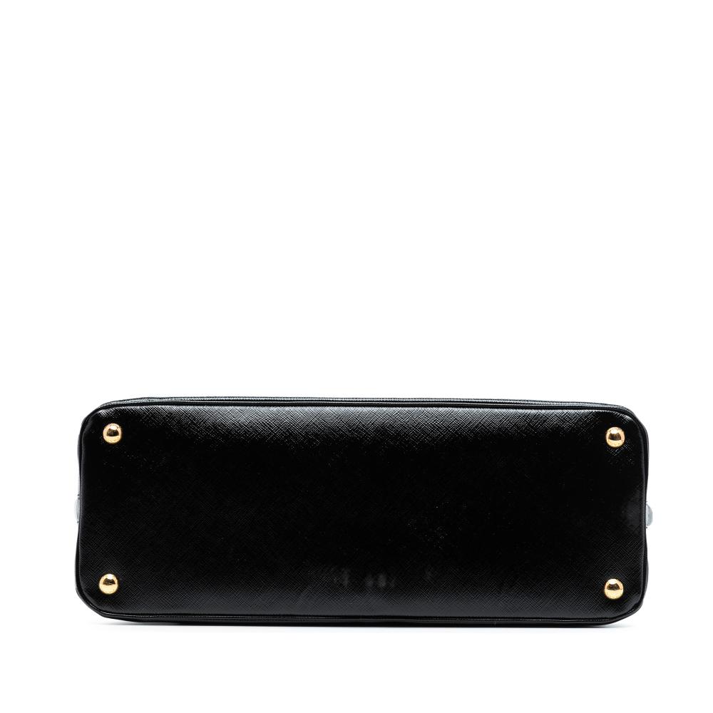 Prada B Prada Black Saffiano Leather Large Vernice Promenade Satchel Italy