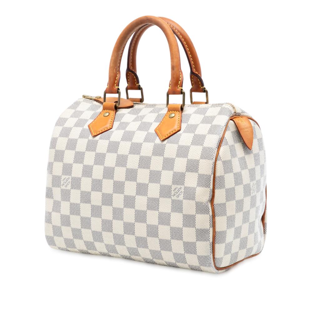 Louis Vuitton B Louis Vuitton White Damier Canvas Fabric Damier Azur Speedy 25 United States
