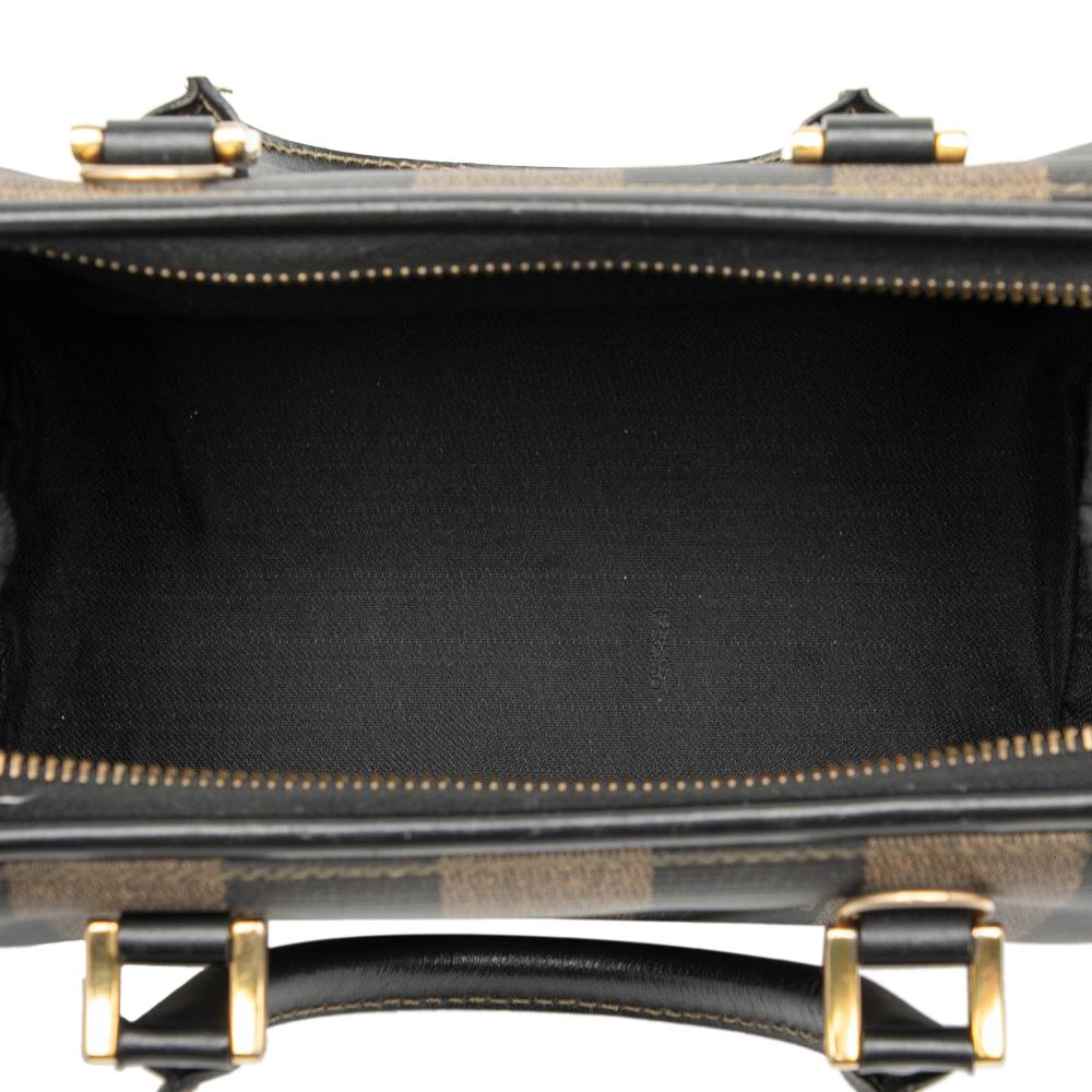 Fendi B Fendi Brown Coated Canvas Fabric Pequin Boston Bag Italy