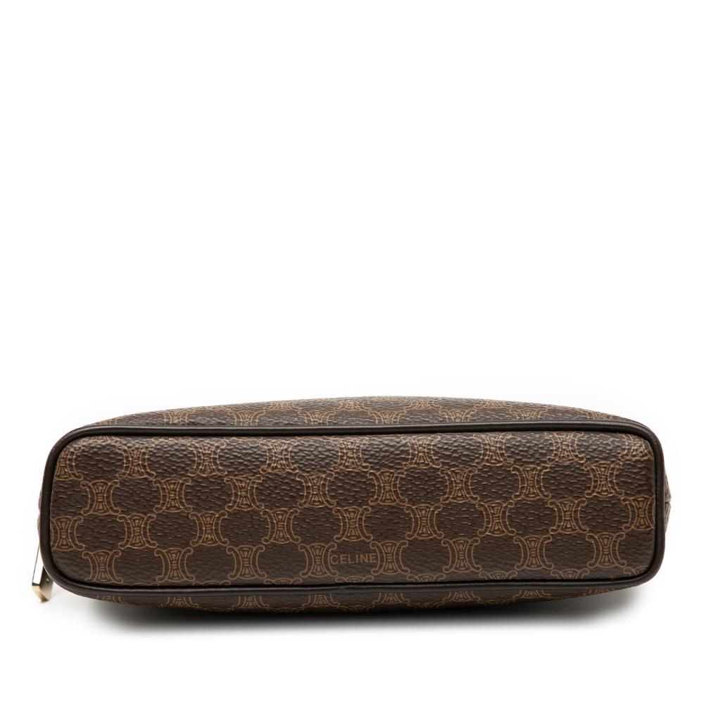 Celine AB Celine Brown Dark Brown Coated Canvas Fabric Macadam Pouch Italy
