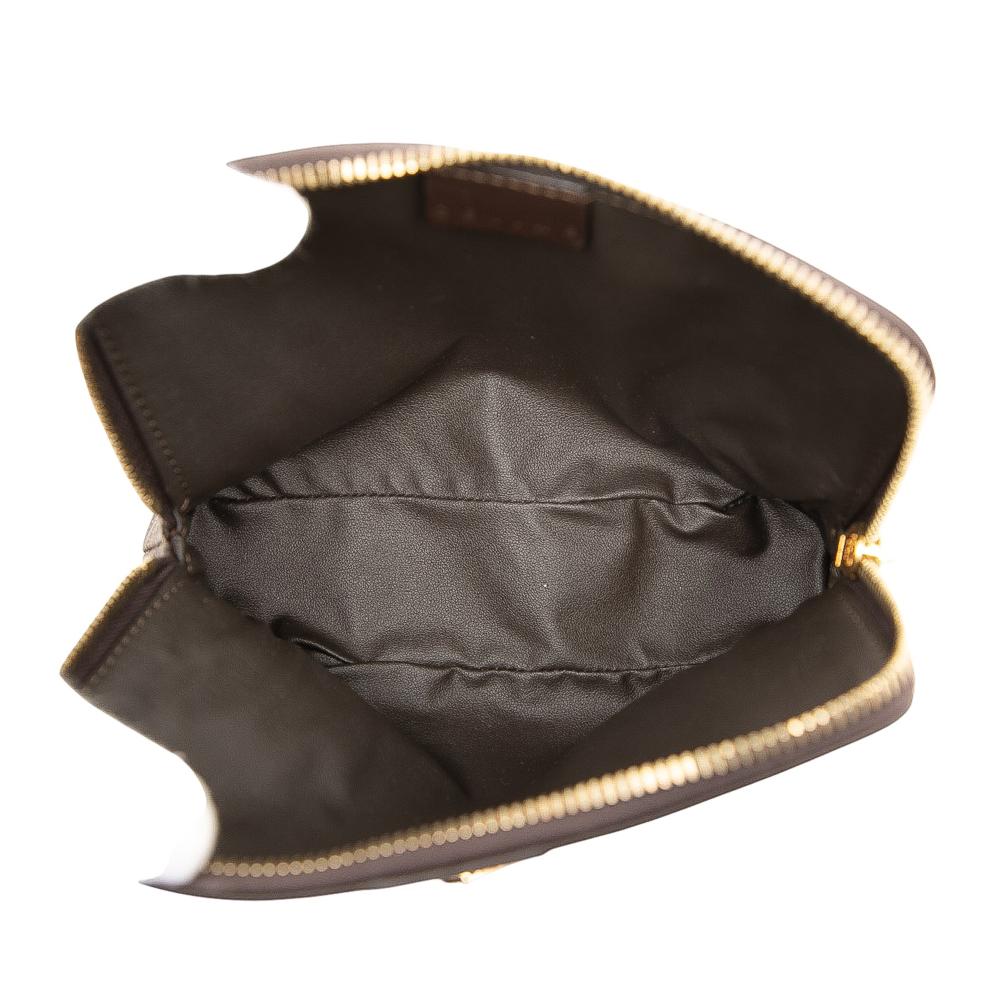 Celine AB Celine Brown Dark Brown Coated Canvas Fabric Macadam Pouch Italy